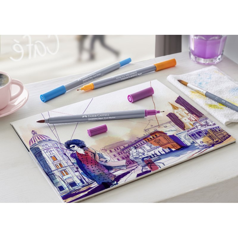 Faber-Castell marqueurs aquarelle doubles GOLDFABER, 2 pointes, soluble à l'eau, 24 pièces